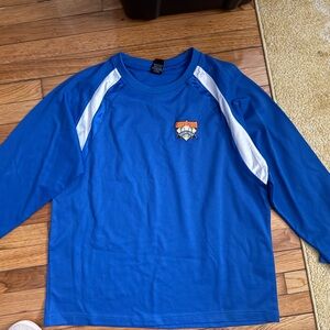 Blue Long Sleeve Baseball Shirt with Logo